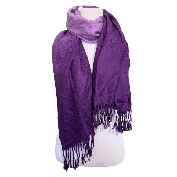 Pashmina Shawl Wrap Cashmere Silk Scarf in Purple/Lavender 26in x 75 in - Picture 1 of 16